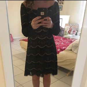 Off the shoulder black lace dress